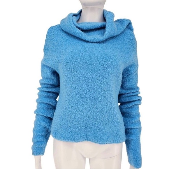 Free People Stormy Cowl Neck Sweater Blue size XS oversized - Picture 6 of 6